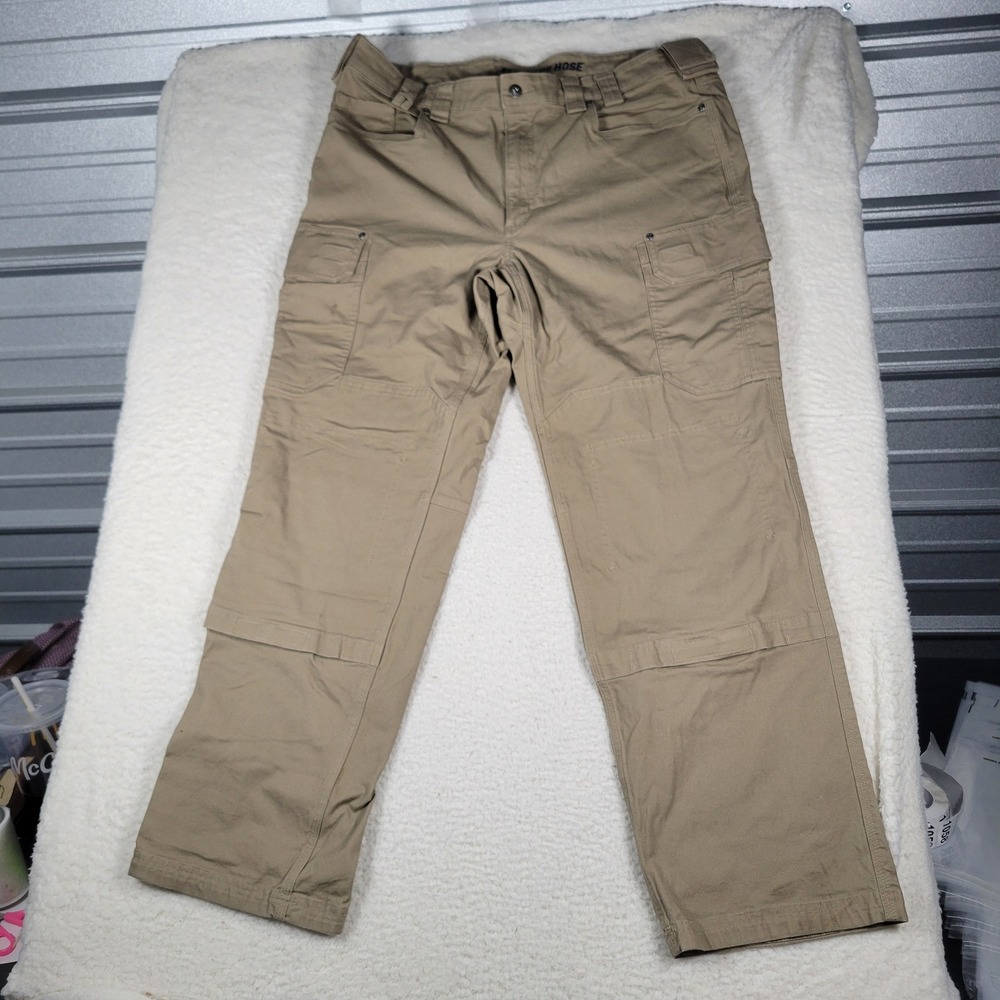 Duluth Trading Co Flex Fire Hose Cargo Pants Mens 40x32 Tan Workwear Canvas